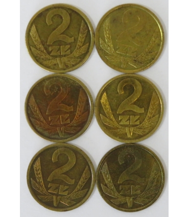 Lot 6x2 złote, 1984, 1-