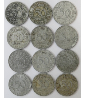 Lot Niemcy - 5x 50 reichsfenigów, 1935-1943