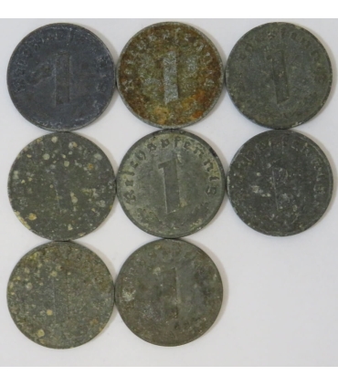 Lot Niemcy 3 rzesza - 8x 1 reichsfenig