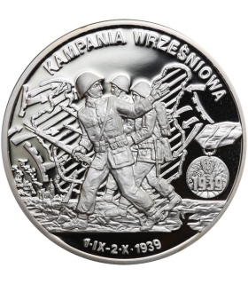 Medal kampania wrześniowa 1939, srebro 999, certyfikat