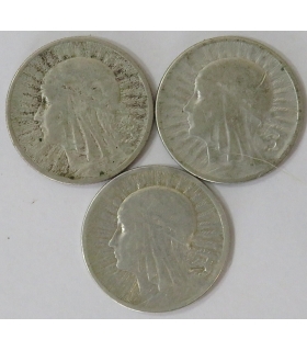 LOT 3 x 2 złote głowa kobiety 1932, 1933, 1934