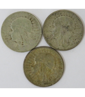 LOT 3 x 2 złote głowa kobiety 1932, 2x1934