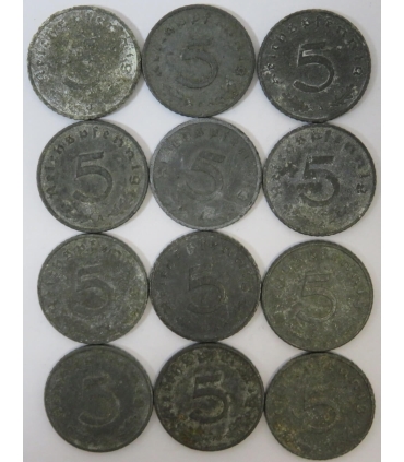 Lot Niemcy 3 rzesza - 12x 5 reichsfenig