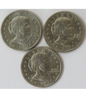Lot USA 3x1 dolar, 1979 Dolar Susan B. Anthony