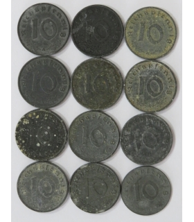 Lot Niemcy 3 rzesza - 12x 10 reichsfenig