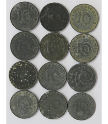 Lot Niemcy 3 rzesza - 12x 10 reichsfenig