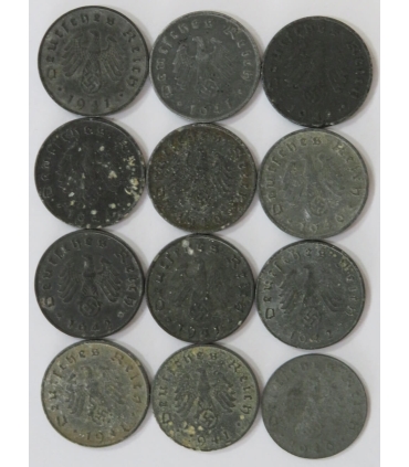 Lot Niemcy 3 rzesza - 12x 10 reichsfenig