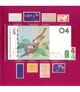 PWPW Banknot Testowy PTASZKI 2004, seria AA + folder