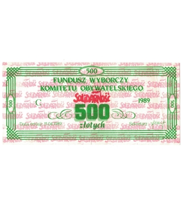 Cegiełka 500 zł Fundusz Wyborczy Komitetu Obywatelskiego Solidarność