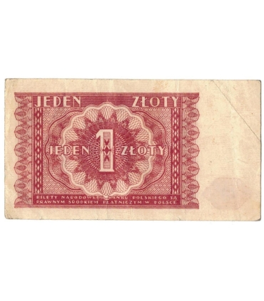 Banknot 1 złoty 1946 rok - stan 3-