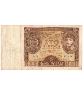 Banknot 100 zł 1934 rok, seria B.N. stan 3-