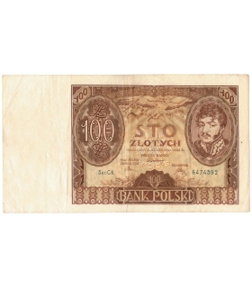 Banknot 100 zł 1934 rok, seria CK. stan 3