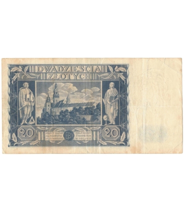 Banknot 20zł, 1936r, seria AK stan 3-