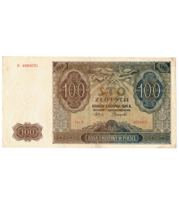 Banknot 100 złotych 1941 stan 3, Ser. A