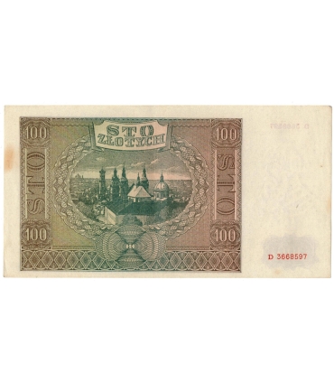 Banknot 100 złotych 1941 stan 3, Ser. D