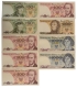 Zestaw 9 nieobiegowych banknotów PRL