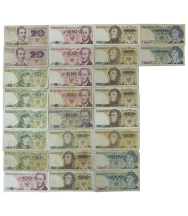 Zestaw 26 banknotów PRL, stany 3/4