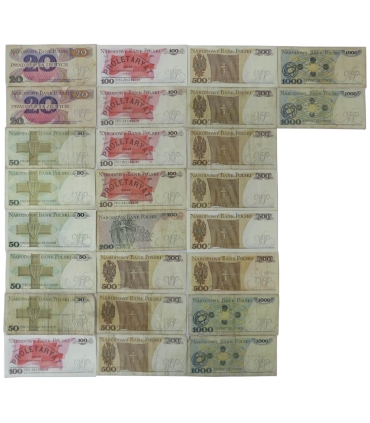 Zestaw 26 banknotów PRL, stany 3/4