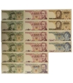Zestaw 16 nieobiegowych banknotów PRL