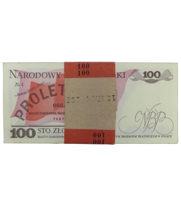 Paczka bankowa z banderolą 100 zł, Waryński, 1988, TS