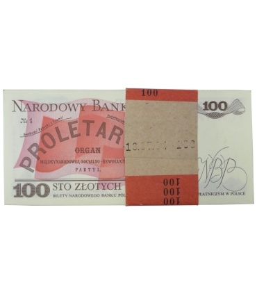Paczka bankowa z banderolą 100 zł, Waryński, 1988, TS