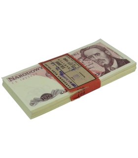 Paczka bankowa z banderolą 100 zł, Waryński, 1988, TS