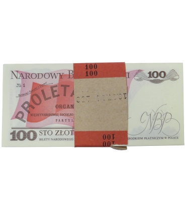 Paczka bankowa z banderolą 100 zł, Waryński, 1988, TS