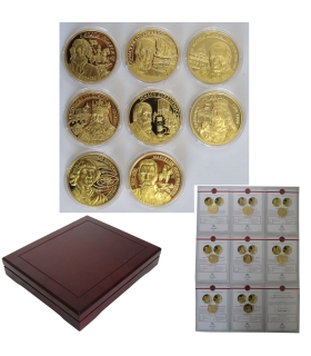 Medale Wielcy Polacy, 12 sztuk w drewnianej kasecie