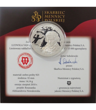 Medal, Wielcy kompozytorzy, Ludwig van Beethoven , Srebro 0.925, etui, płyta CD