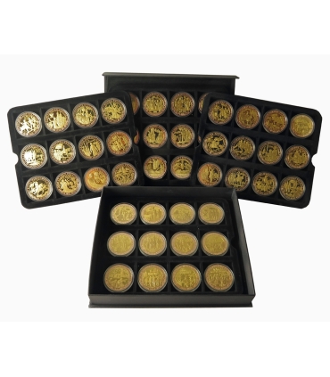 Zestaw 48 szt. medali - Dzieje Narodu Polskiego, platerowane złotem, etui, certyfikaty, opisy
