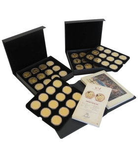 Zestaw 48 szt. medali - Dzieje Narodu Polskiego, platerowane złotem, etui, certyfikaty, opisy