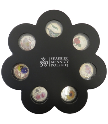 Świat kwiatów - zestaw 11 numizmatów w etui, srebro Ag  + certyfikaty