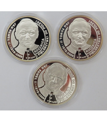 Kolekcja papieska, 3x Medal, Jan Paweł II, I Pielgrzymka do Polski, srebro Ag925