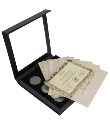 Starożytne cuda świata - 7 numizmatów w etui, komplet certyfikatów, srebro Ag925