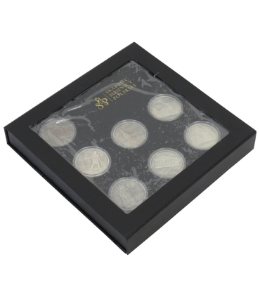 Starożytne cuda świata - 7 numizmatów w etui, komplet certyfikatów, srebro Ag925