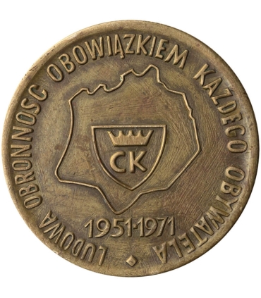 Medal PRL 1971 XX Lat Powszechnej Samoobrony Ludowej obronność CK, b. rzadki
