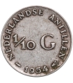 Antyle Holenderskie, 1/10 Guldena 1954 – SREBRO – Królowa Juliana