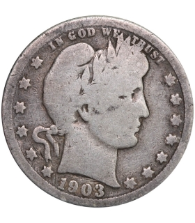 USA, Quarter Dollar Barber (25 centów) 1903 – Ćwierćdolarówka Barbera, SREBRO