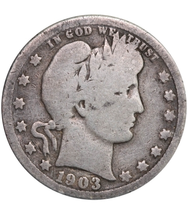 USA, Quarter Dollar Barber (25 centów) 1903 – Ćwierćdolarówka Barbera, SREBRO