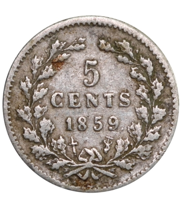 Holandia, 5 Centów 1859 – SREBRO – Król Wilhelm III (Willem III)