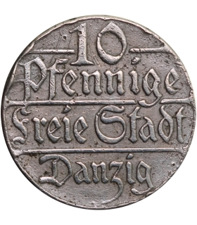Wolne Miasto Gdańsk, 1923, 10 fenigów, stan 3