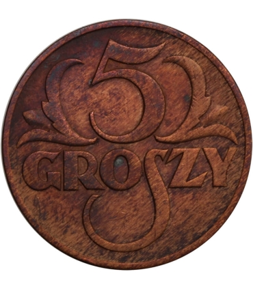 5 groszy 1937 rok, stan 2+