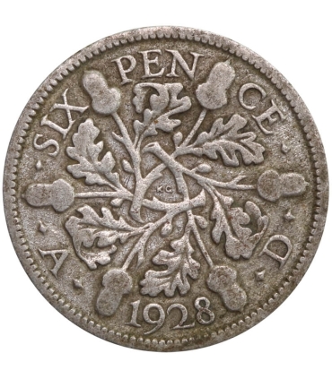 Wielka Brytania, 6 Pensów (Sixpence) 1928 – Srebro