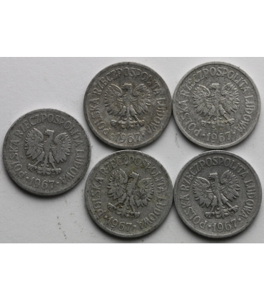 Lot 5x 10 groszy 1967, stan 3