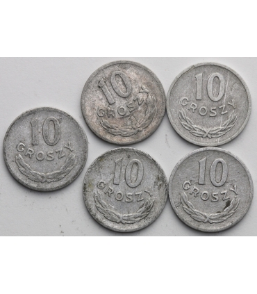 Lot 5x 10 groszy 1967, stan 3