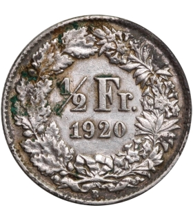 Szwajcaria 1/2 franka: 1920, srebro