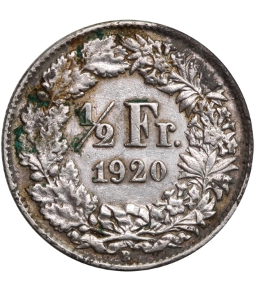 Szwajcaria 1/2 franka: 1920, srebro