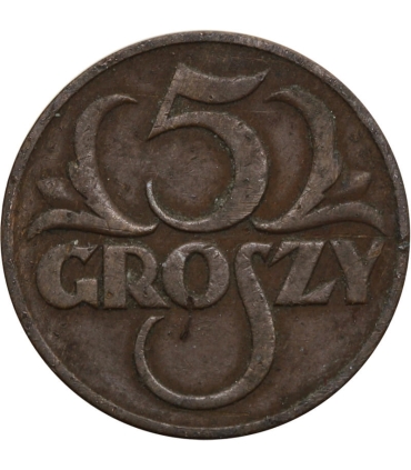 5 groszy 1937 rok, stan 2+