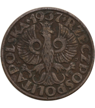 5 groszy 1937 rok, stan 2+