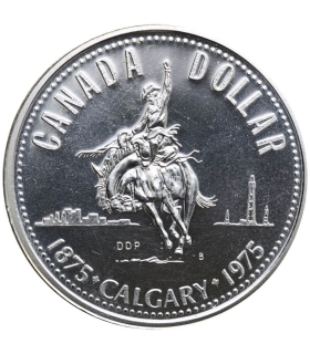 Kanada, 1 dolar 1975, 100 lat Calgary, srebro